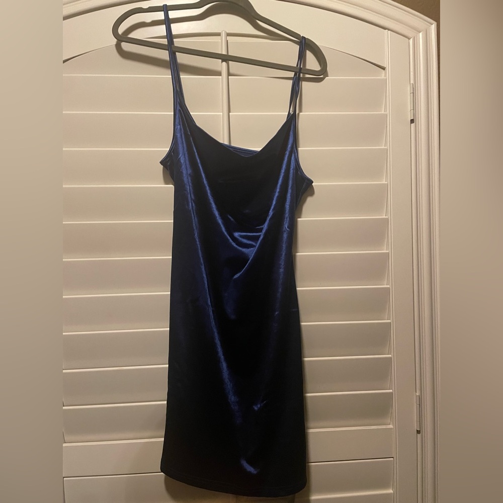 Elegant Blue Satin Slip Dress